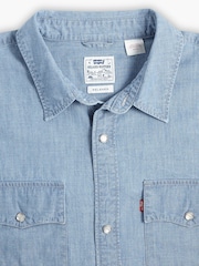 Levi's® Blue Short Sleeve Relaxed Chambray Western 100% Cotton Shirt - Image 6 of 7