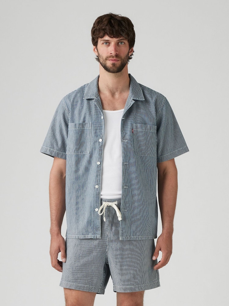 Levi's® Blue Short Sleeve Standard Camp 100% Cotton Shirt - Image 1 of 6