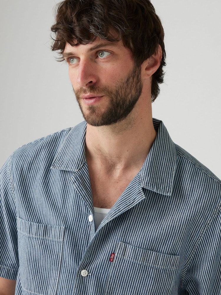 Blauw - Levi's® Short Sleeve Standard Camp 100% Cotton Shirt - Image 4 of 6