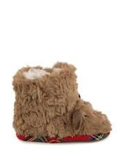 Totes Brown Childrens Toddler Cosy Christmas Reindeer Bootie Slippers - Image 2 of 5