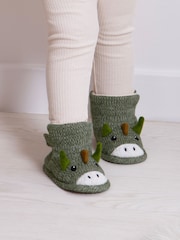 Totes Green Childrens Toddler Dino Bootie Slippers - Image 1 of 5