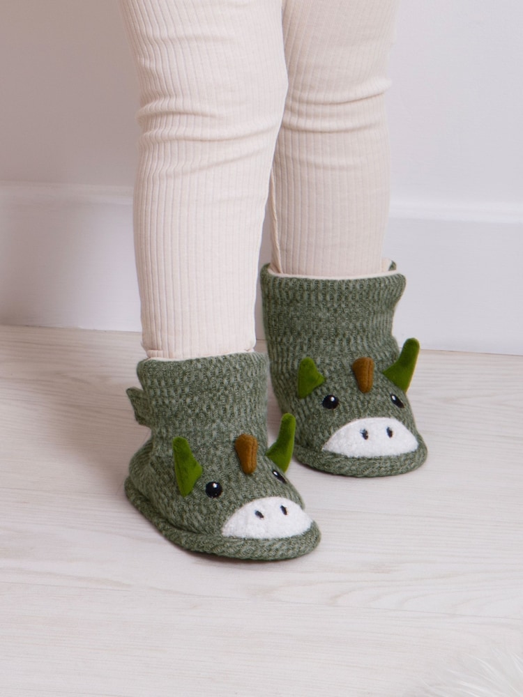 Totes Green Childrens Toddler Dino Bootie Slippers - Image 1 of 5 Totes Green Childrens Toddler Dino Bootie Slippers - Image 1 of 5