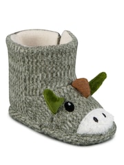 Totes Green Childrens Toddler Dino Bootie Slippers - Image 4 of 5