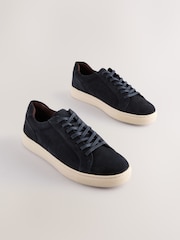 Navy Leather Trainers - Image 1 of 5