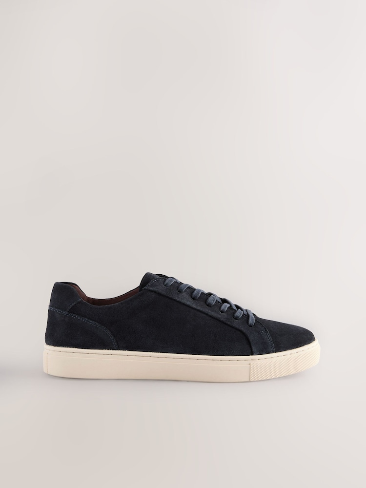 Navy Leather Trainers - Image 2 of 5