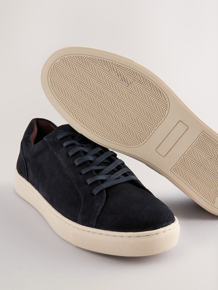 Navy Leather Trainers - Image 5 of 5