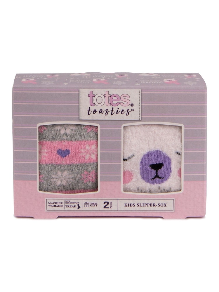 Totes Purple Toasties Childrens Original 2 Pack Socks - Image 4 of 5