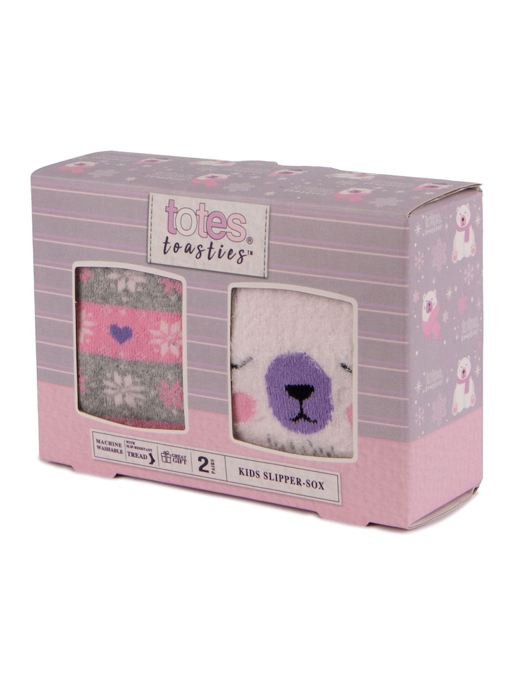 Totes Purple Toasties Childrens Original 2 Pack Socks - Image 5 of 5