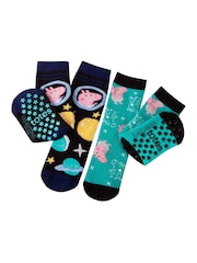 Totes Black Childrens George Pig Slipper Socks 2 Pair Pack - Image 1 of 5