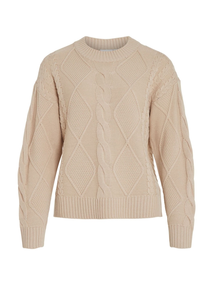 VILA Natural Long Sleeve Cosy Cable Knit Jumper - Image 2 of 2