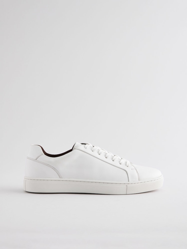 White Leather Trainers - Image 2 of 6