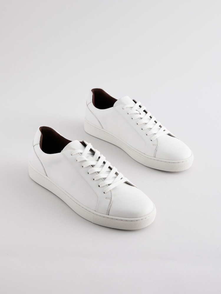 White Leather Trainers - Image 3 of 6