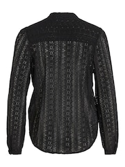 VILA Black Button Down Long Sleeve Jersey Lace Blouse - Image 5 of 5