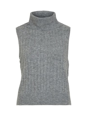 VILA Grey Rollneck Short Sleeve Ribbed Knit Vest - Image 2 of 2