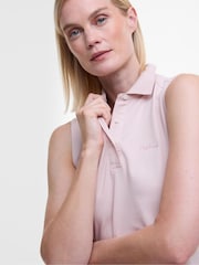 Barbour® Pink Bowford Sleeveless Polo Top - Image 3 of 4