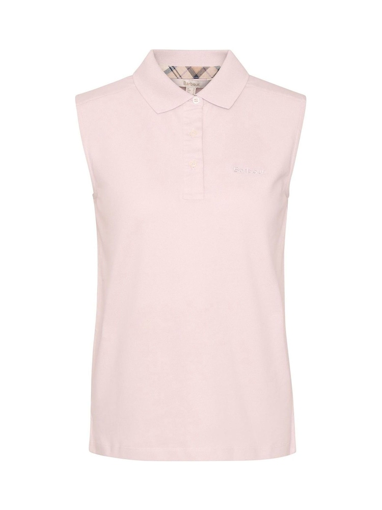 Barbour® Pink Bowford Sleeveless Polo Top - Image 4 of 4