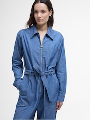 Barbour® Blue 100% Cotton Emmie Jumpsuit - Image 4 of 8