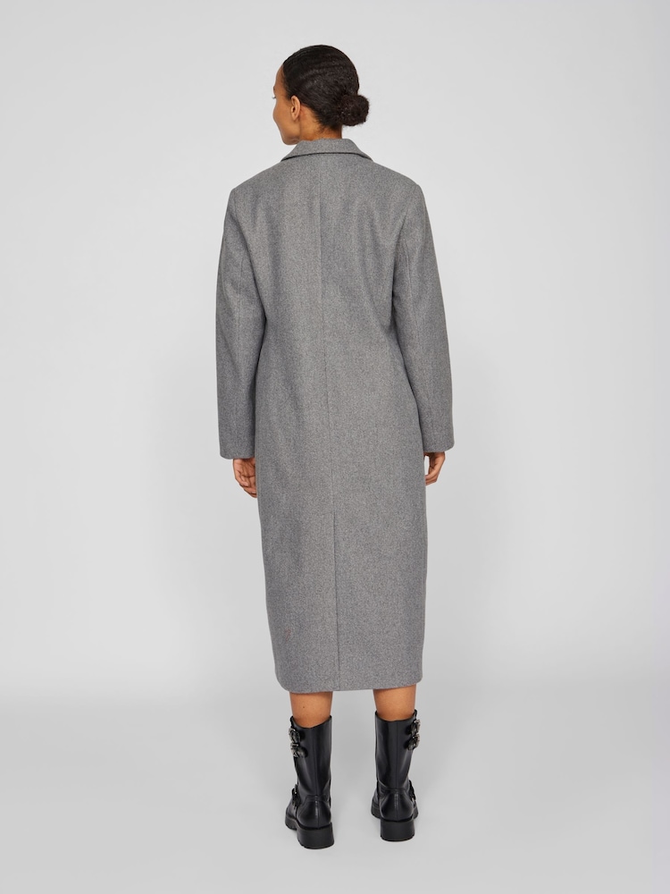 VILA Grey Long Sleeve Tailored Midi Coat - Image 2 of 6