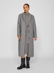 VILA Grey Long Sleeve Tailored Midi Coat - Image 3 of 6