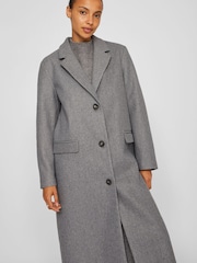 VILA Grey Long Sleeve Tailored Midi Coat - Image 4 of 6