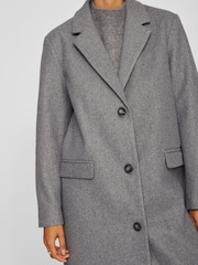 VILA Grey Long Sleeve Tailored Midi Coat - Image 5 of 6