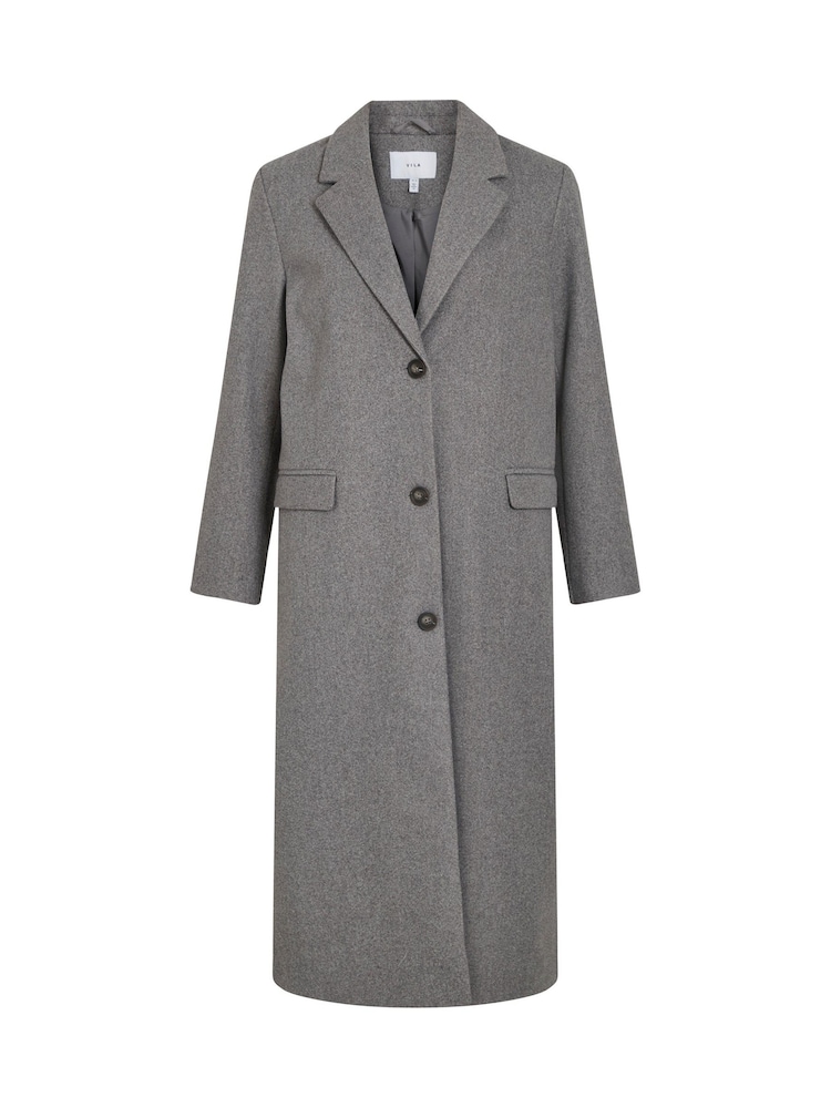 VILA Grey Long Sleeve Tailored Midi Coat - Image 6 of 6 VILA Grey Long Sleeve Tailored Midi Coat - Image 6 of 6