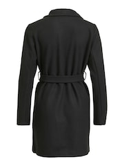 VILA Black Lightweight Tie Waist Wrap Coat - Image 6 of 6