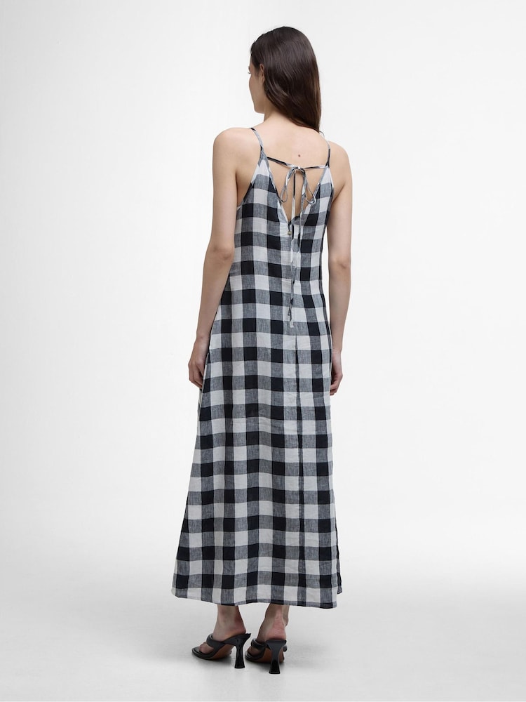 Barbour® Black 100% Linen Maya Midi Dress - Image 2 of 5