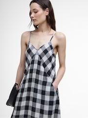 Barbour® Black 100% Linen Maya Midi Dress - Image 3 of 5