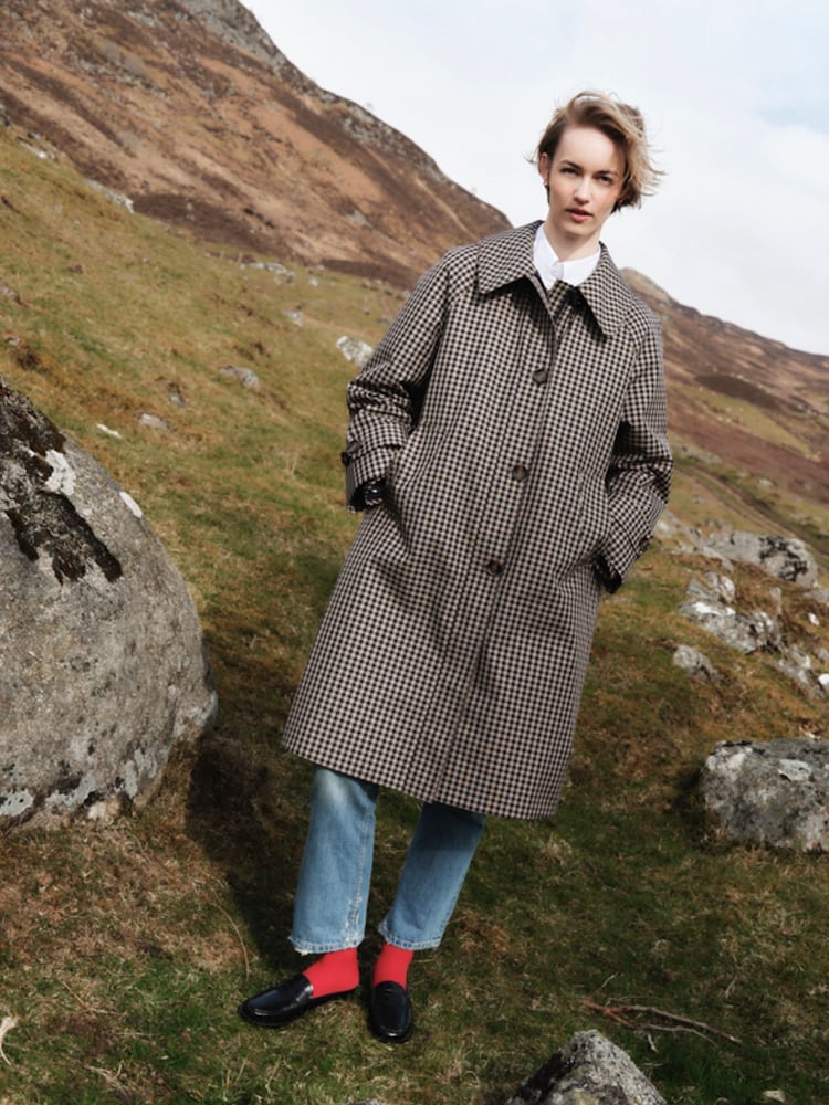 Barbour® Blue Nadine Checked Showerproof Car Coat - Image 1 of 6
