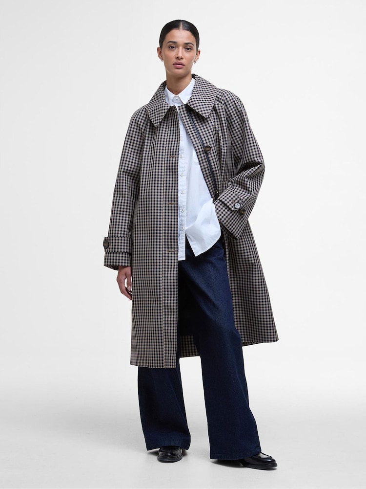 Barbour® Blue Nadine Checked Showerproof Car Coat - Image 2 of 6