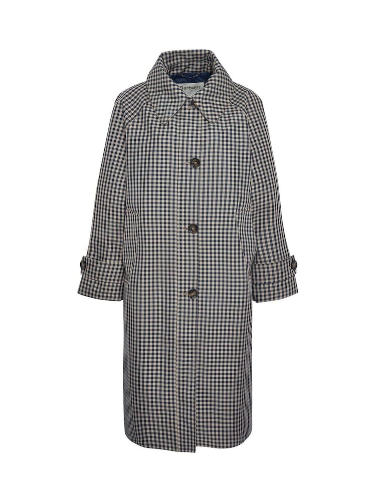Barbour® Blue Nadine Checked Showerproof Car Coat - Image 6 of 6