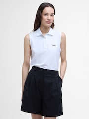 Barbour® White Bowford Sleeveless Polo Top - Image 1 of 6