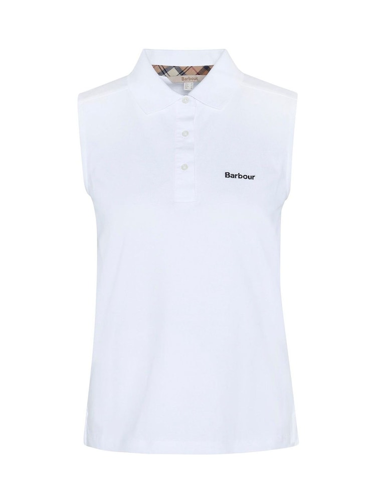 Barbour® White Bowford Sleeveless Polo Top - Image 6 of 6