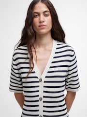 Barbour® Blue 100% Cotton Isla Knitted Stripe Midi Dress - Image 3 of 6
