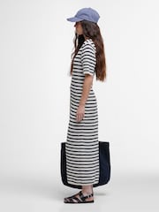 Barbour® Blue 100% Cotton Isla Knitted Stripe Midi Dress - Image 5 of 6