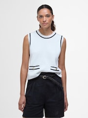 Barbour® White 100% Cotton Amy Sleeveless Knitted Vest - Image 1 of 8