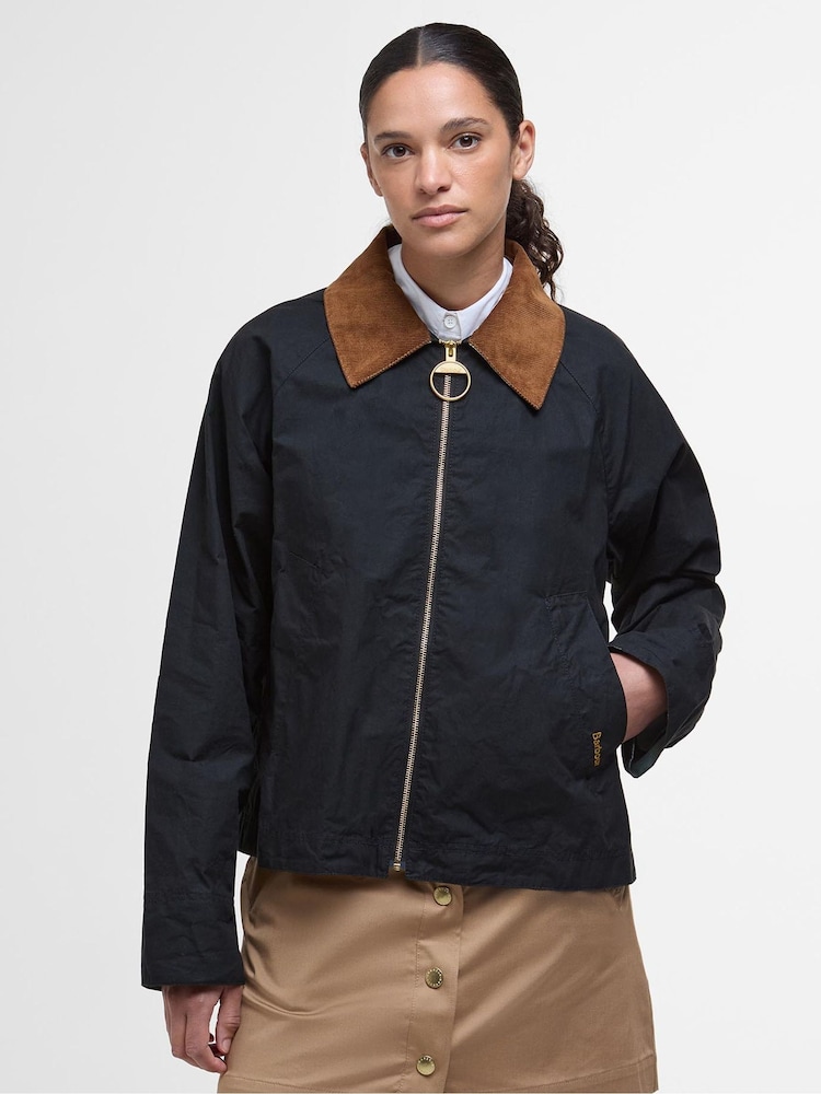 Barbour® Black 100% Cotton Catlin Showerproof Jacket - Image 2 of 6