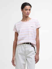 Barbour® Pink 100% Cotton Otterburn Stripe T-Shirt - Image 1 of 6