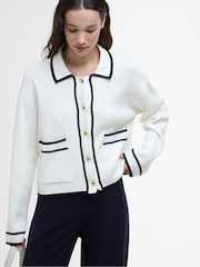 Barbour® White 100% Cotton Jasmine Knitted Cardigan - Image 1 of 7