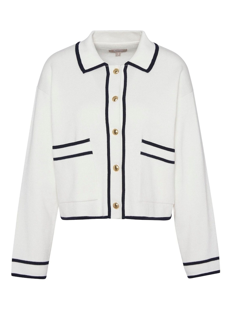 Barbour® White 100% Cotton Jasmine Knitted Cardigan - Image 7 of 7