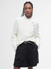 Barbour® White Angela Knitted 100% Cotton Jumper - Image 1 of 5