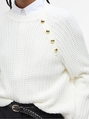 Barbour® White Angela Knitted 100% Cotton Jumper - Image 4 of 5