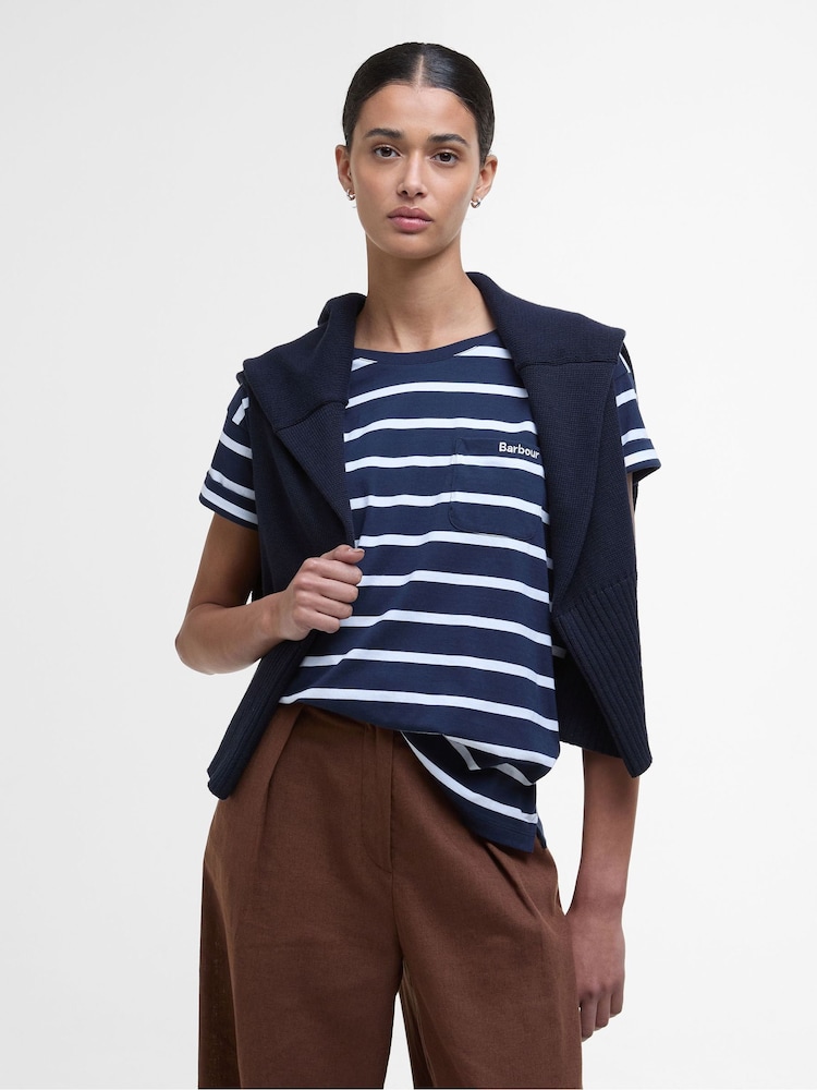 Barbour® Blue 100% Cotton Otterburn Stripe T-Shirt - Image 1 of 6