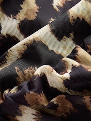 Leopard Print Long Sleeve Drop Waist Mesh Maxi Dress - Image 6 of 7