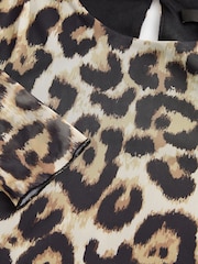 Leopard Print Long Sleeve Drop Waist Mesh Maxi Dress - Image 7 of 7