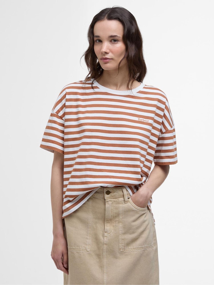 Barbour® Brown 100% Cotton Adria Stripe Top - Image 1 of 5