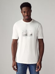 Armani Exchange Graphic Logo White 100% Cotton T-Shirt - Image 1 of 4