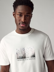 Armani Exchange Graphic Logo White 100% Cotton T-Shirt - Image 3 of 4