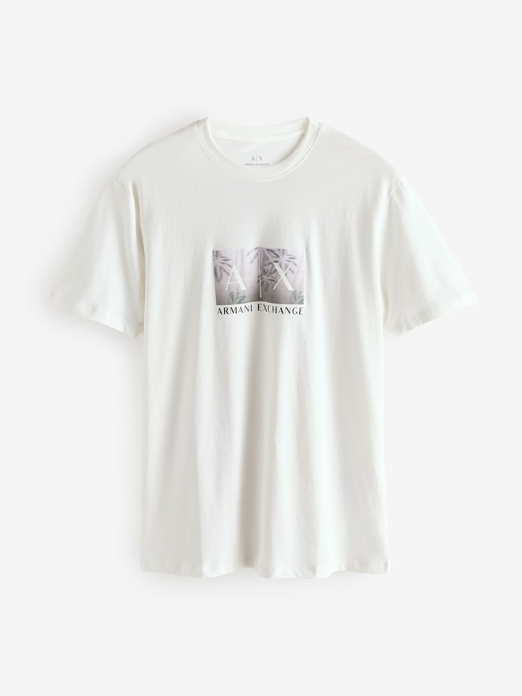Armani Exchange Graphic Logo White 100% Cotton T-Shirt - Image 4 of 4
